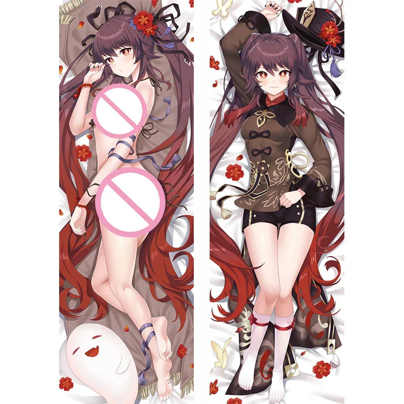 Hu Tao Genshin Impact Dakimakura - Double-sided Anime Hugging Pillow Case - 211017 / 34x100cm 2WAY - Anime - Clothing