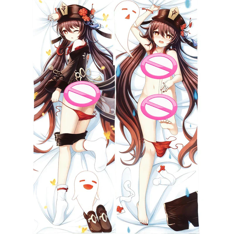 Hu Tao Genshin Impact Dakimakura - Double-sided Anime Hugging Pillow Case - B227-123 / 34x100cm 2WAY - Anime - Clothing