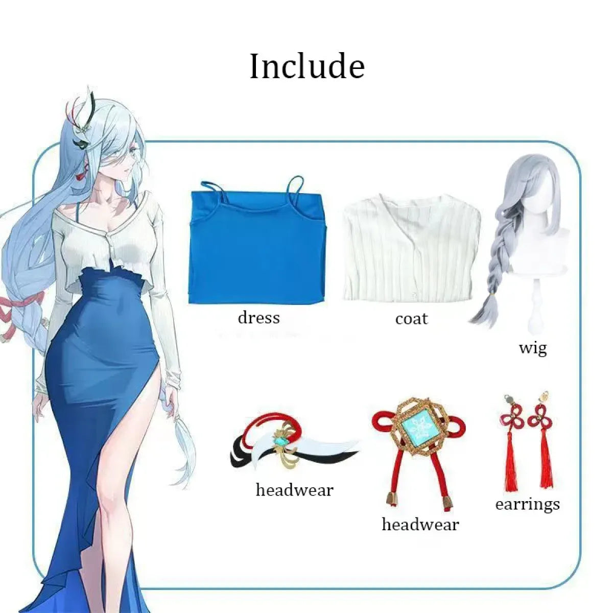 Shenhe Genshin Impact Cosplay Costume Dress Set - All Dresses - Cosplay - 4