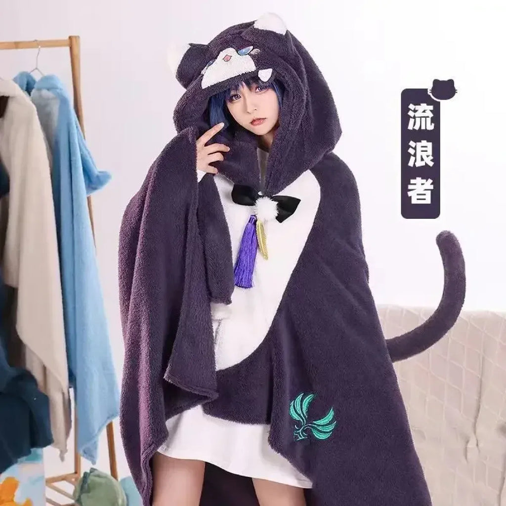 Genshin Impact Venti Blanket Cloak - Kaeya Zhongli Hooded Cape - Jackets & Coats - 7
