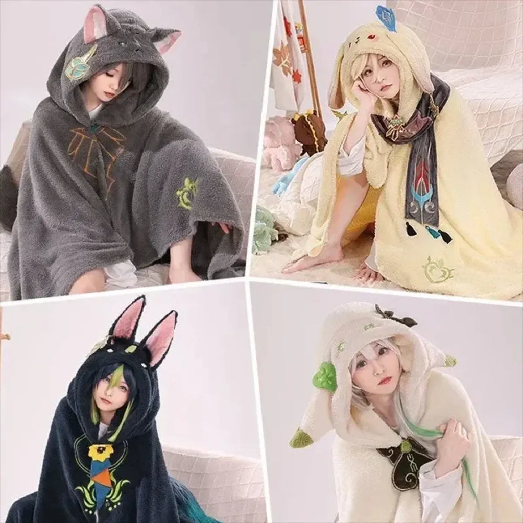 Genshin Impact Venti Blanket Cloak - Kaeya Zhongli Hooded Cape - Jackets & Coats - 1