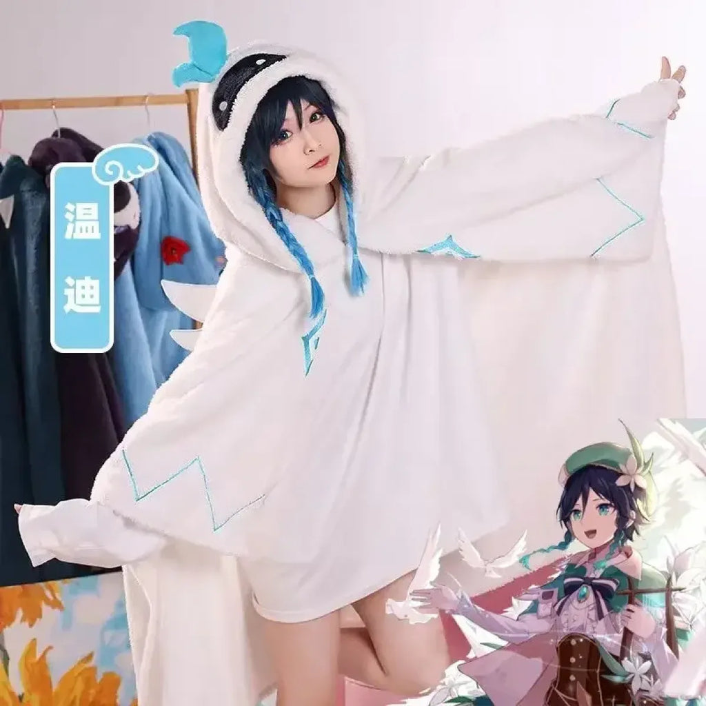 Genshin Impact Venti Blanket Cloak - Kaeya Zhongli Hooded Cape - Jackets & Coats - 2