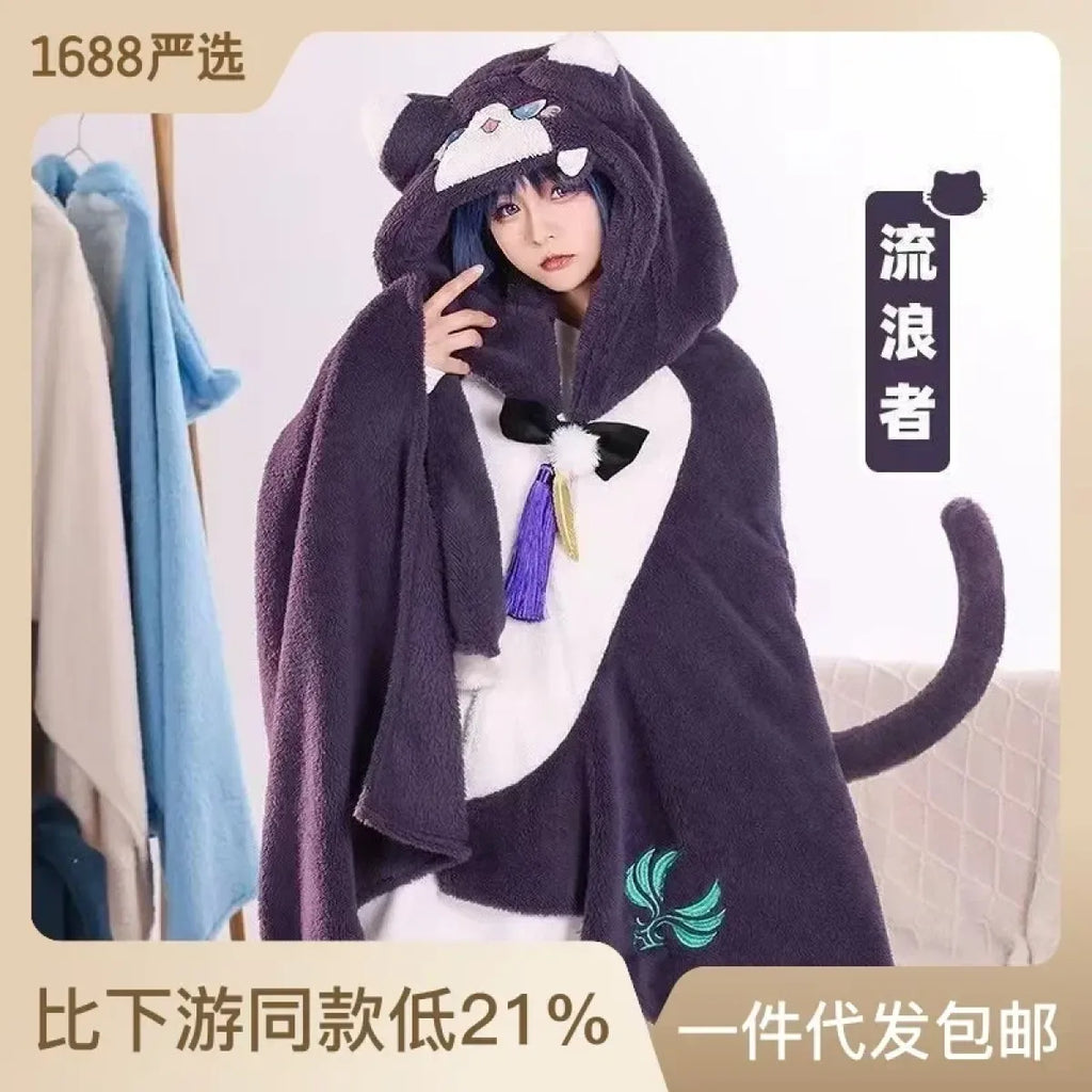 Genshin Impact Venti Blanket Cloak - Kaeya Zhongli Hooded Cape - Jackets & Coats - 3