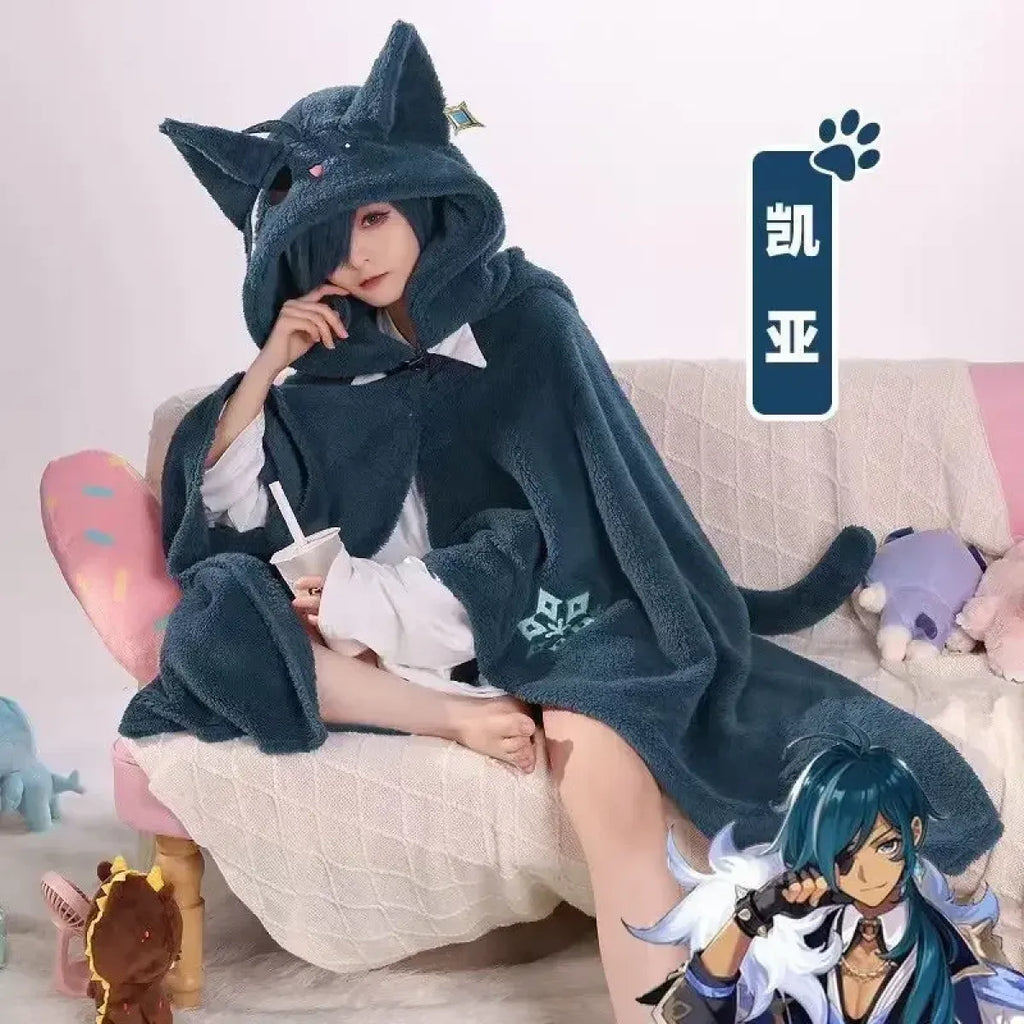 Genshin Impact Venti Blanket Cloak - Kaeya Zhongli Hooded Cape - Jackets & Coats - 4