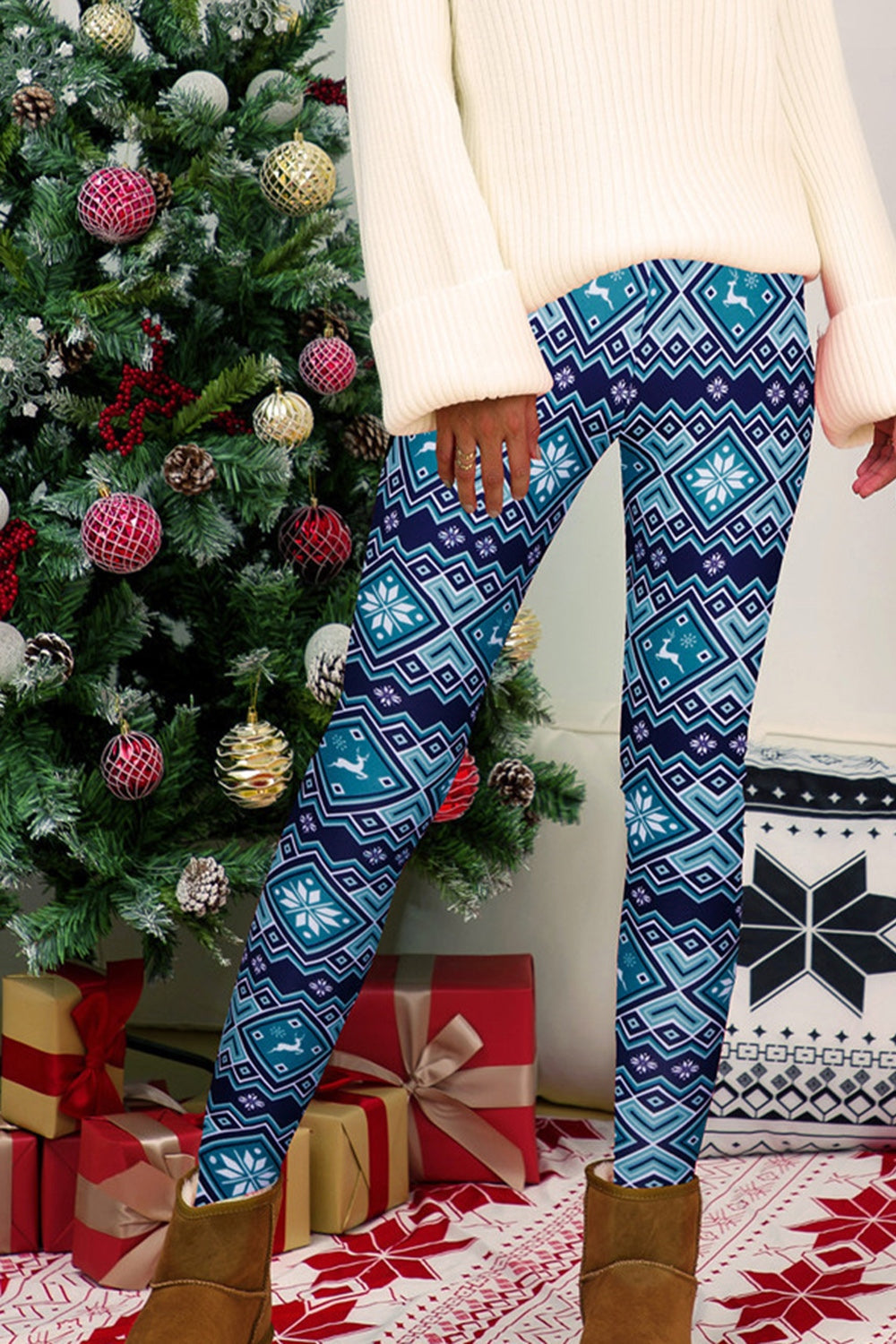 Geometric Leggings - Blue / S - Bottoms - Pants - 1 - 2024