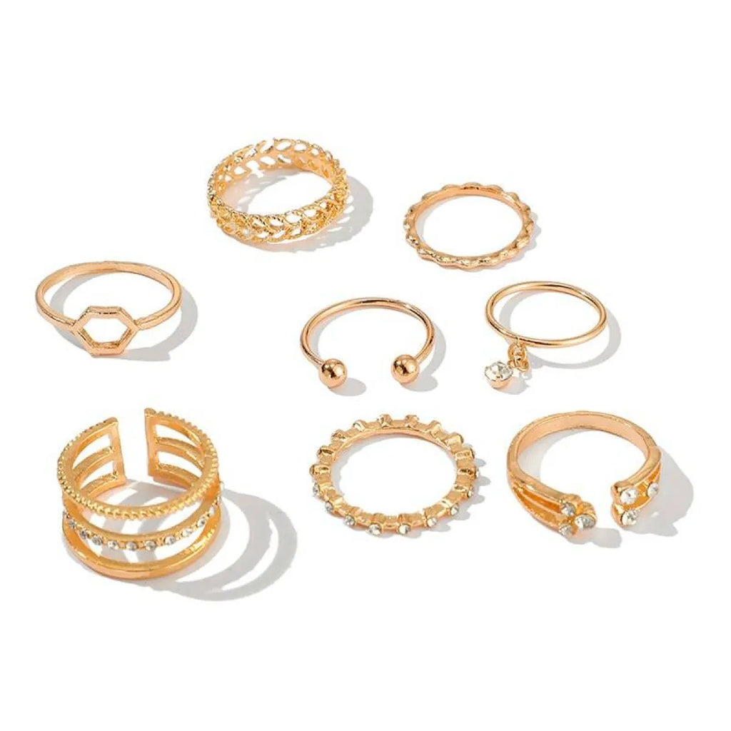 Geometric Patterned Rings Set - Women’s - 10