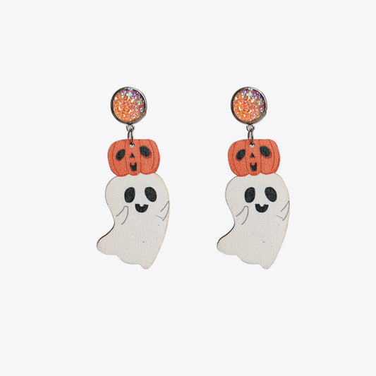 Ghost Shape Wooden Dangle Earrings - Women’s Jewelry - Earrings - 1 - 2024