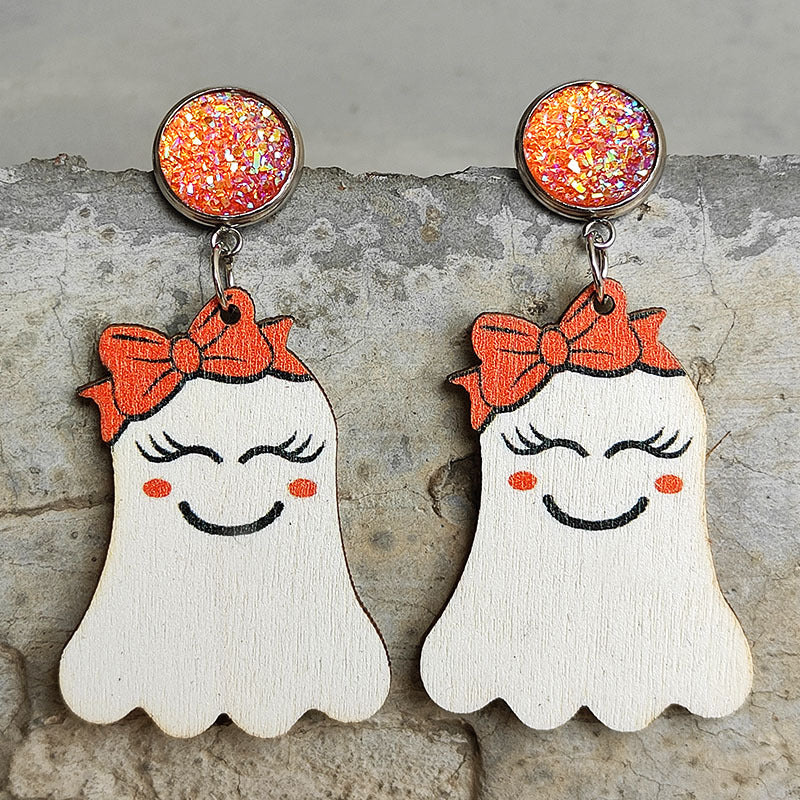 Ghost Shape Wooden Dangle Earrings - Style C / One Size - Women’s Jewelry - Earrings - 4 - 2024