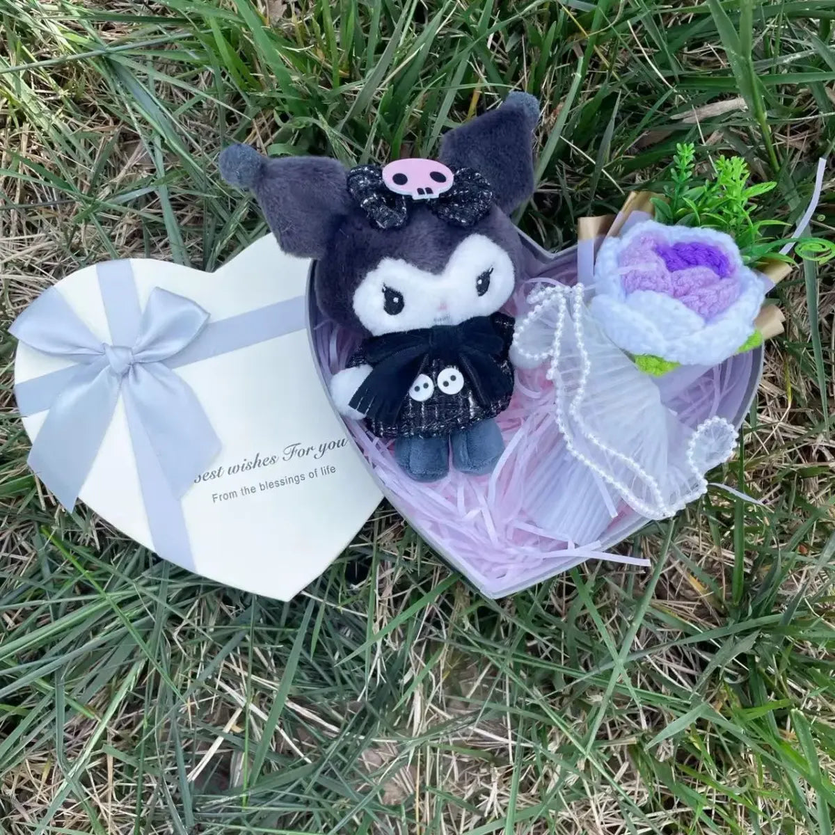 Kawaii Plush Gift Box – Kuromi My Melody Hello Kitty Heart Box Gift Set - Christmas - Plushie - 10