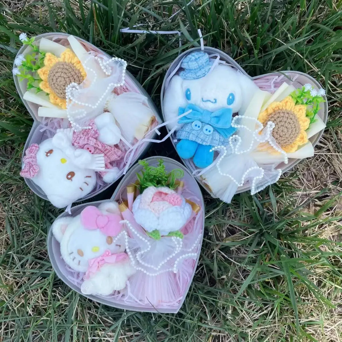 Kawaii Plush Gift Box – Kuromi My Melody Hello Kitty Heart Box Gift Set - Christmas - Plushie - 3