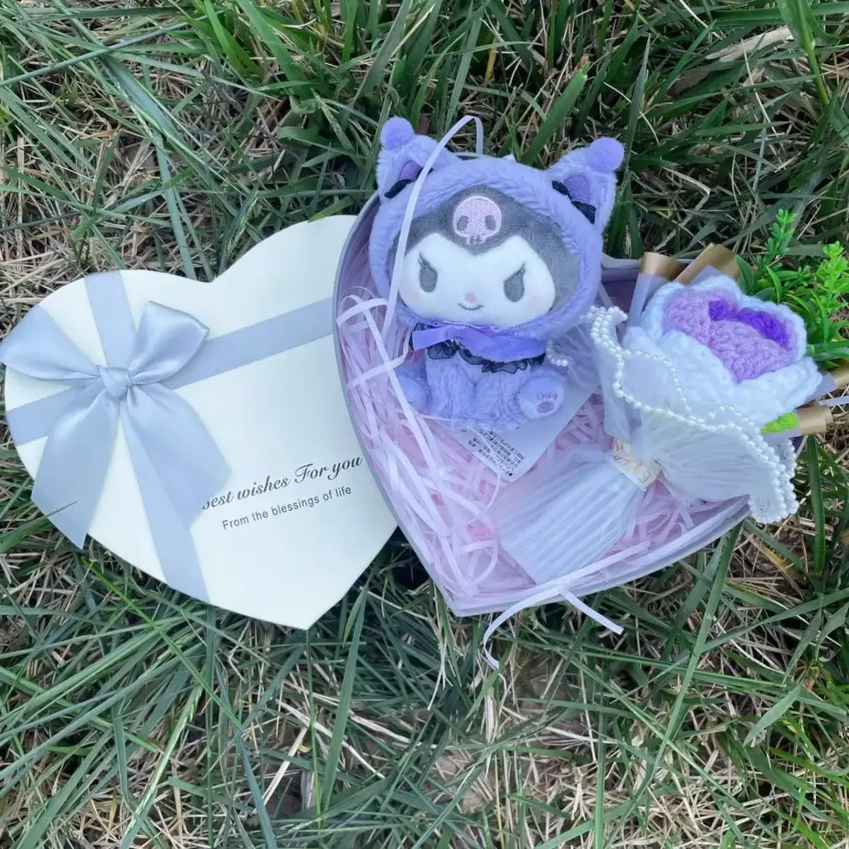 Kawaii Plush Gift Box – Kuromi My Melody Hello Kitty Heart Box Gift Set - Christmas - Plushie - 8