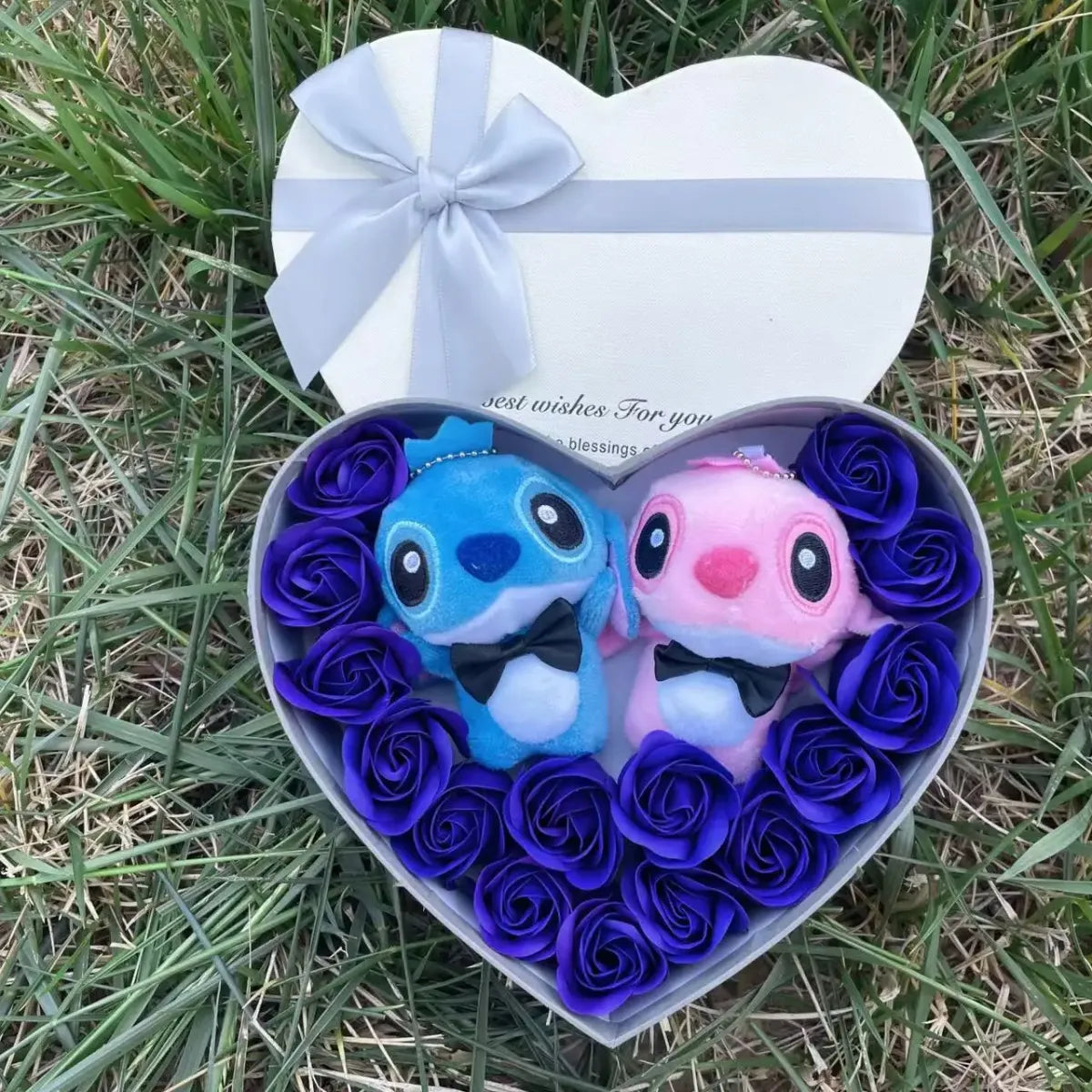 Kawaii Stitch Plush Gift Box – Heart Shaped with Roses Valentine’s Day Gift Set - Christmas - Plushie - 8