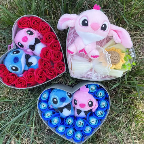 Kawaii Stitch Plush Gift Box – Heart Shaped with Roses Valentine’s Day Gift Set - Christmas - Plushie - 2