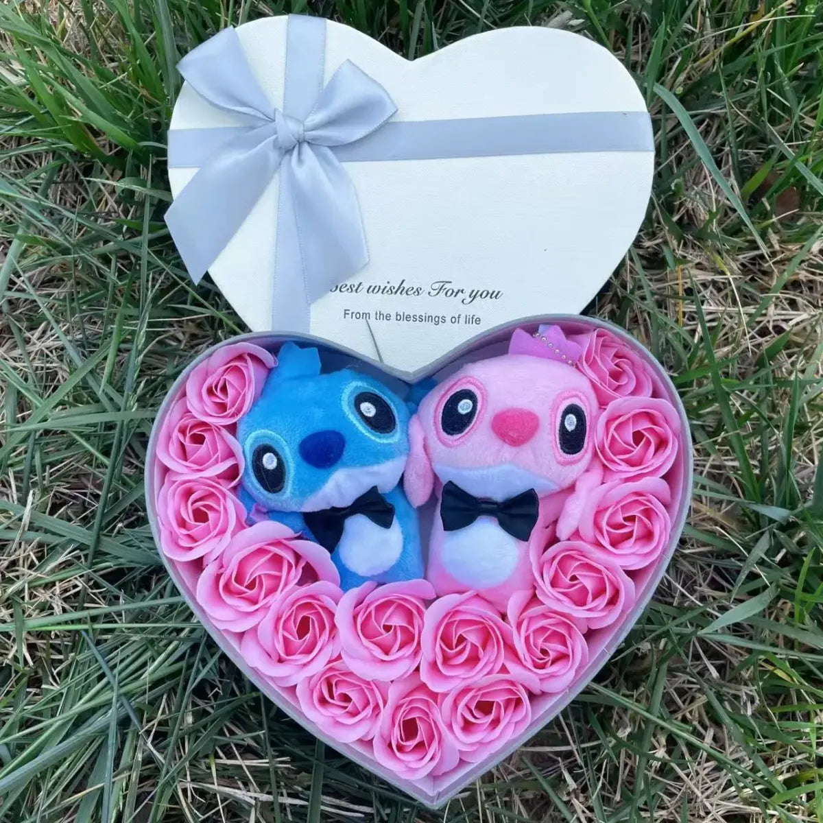 Kawaii Stitch Plush Gift Box – Heart Shaped with Roses Valentine’s Day Gift Set - Christmas - Plushie - 5