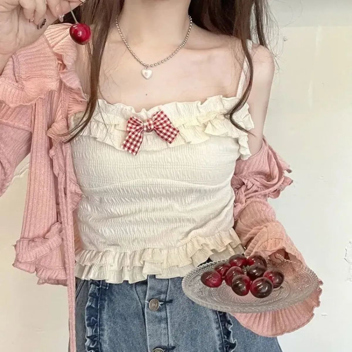 Ruffle Candy Bow Lolita Tank Top - Women’s Clothing & Accessories - Tank Top / Cami - 1