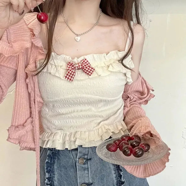 Ruffle Candy Bow Lolita Tank Top - Women’s Clothing & Accessories - Tank Top / Cami - 1