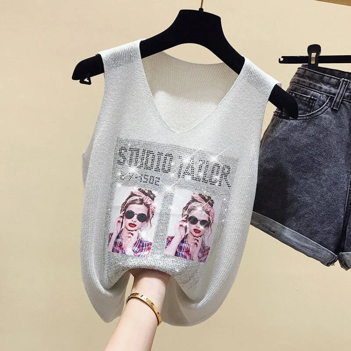 Glitter Print Tank Top - Women’s Clothing & Accessories - 26