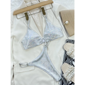 Glitter Sequin Bikini Set – Ring Detail Thong Swimwear - Harajuku Style - Strapless - Swimwear - 1