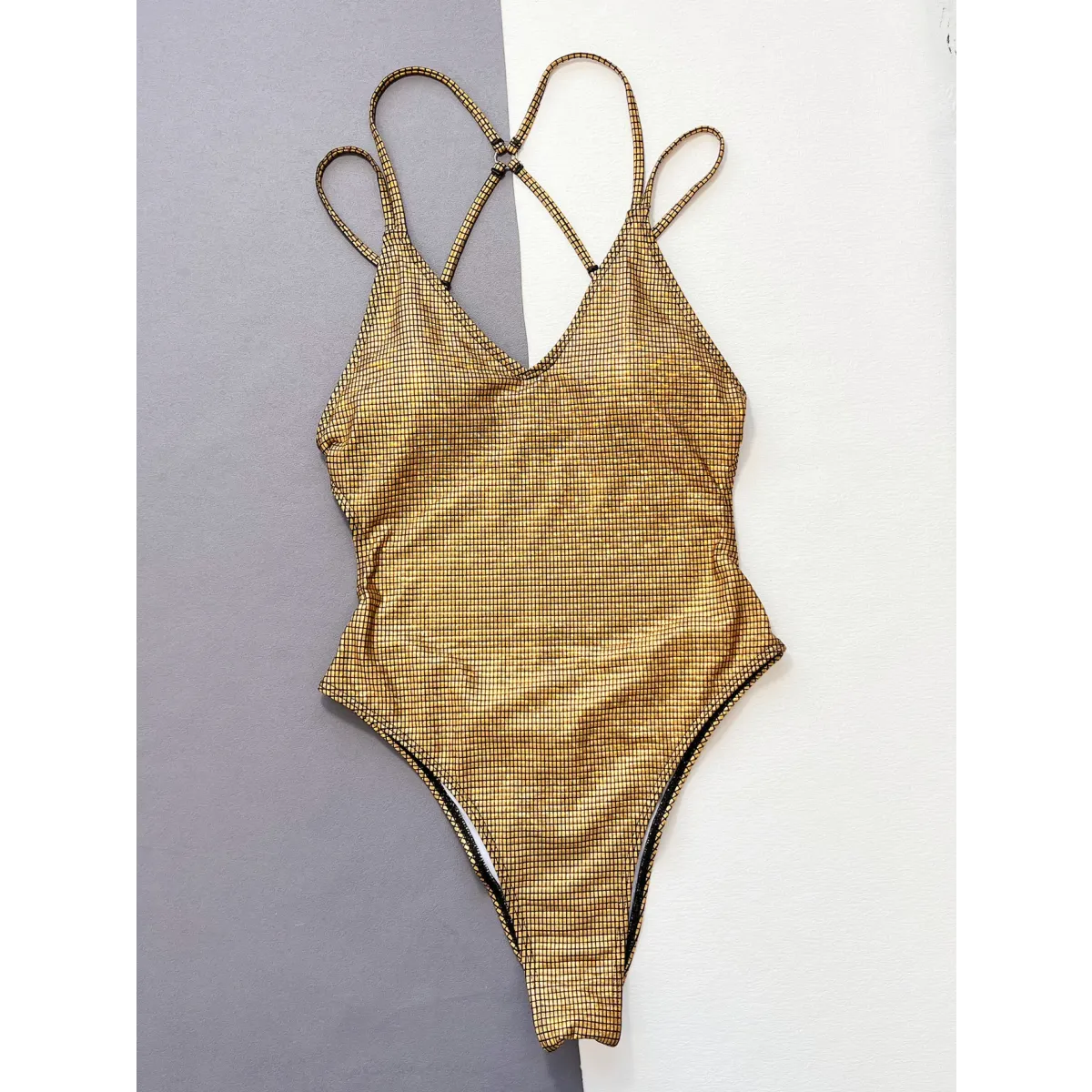 Glitter Sequin One-Piece Swimsuit – Crisscross Back Swimwear - Best Sellers - Sleeveless - Swimwear - 1