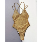 Glitter Sequin One-Piece Swimsuit – Crisscross Back Swimwear - Sexy Products - Sleeveless - Swimwear - 1