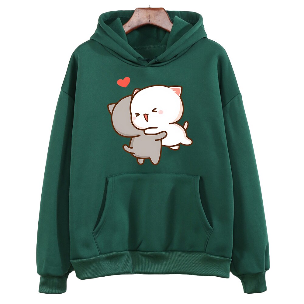 Peach & Goma Mochi Cat Love Hoodie - Dark Green / XXL - Women’s Clothing & Accessories - Shirts & Tops - 10 - 2024