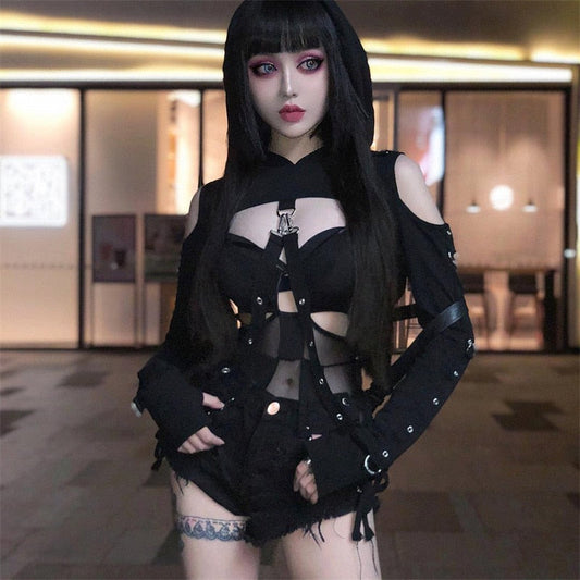 Goth Cropped Hoodie - T-Shirts - Shirts & Tops - 1 - 2024