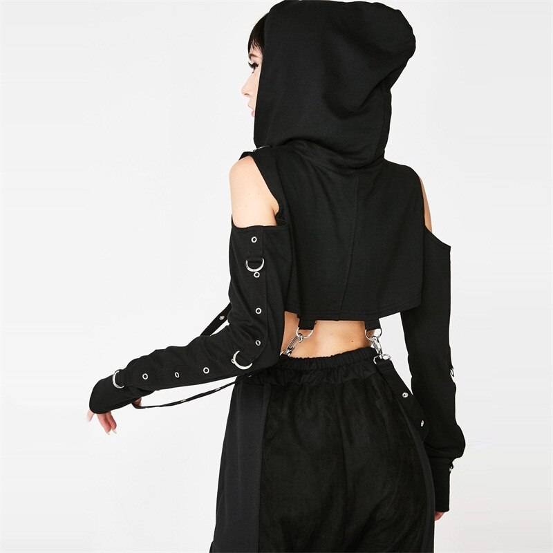 Goth Cropped Hoodie - T-Shirts - Shirts & Tops - 12 - 2024