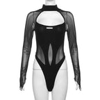 Goth Dark Sheer Mesh Long Sleeve Bodysuit - Women’s Clothing & Accessories - 7