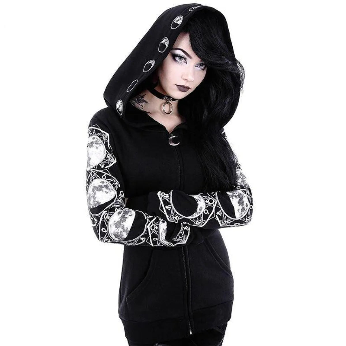 Goth Lunar Hoodie - Women’s Clothing & Accessories - 2