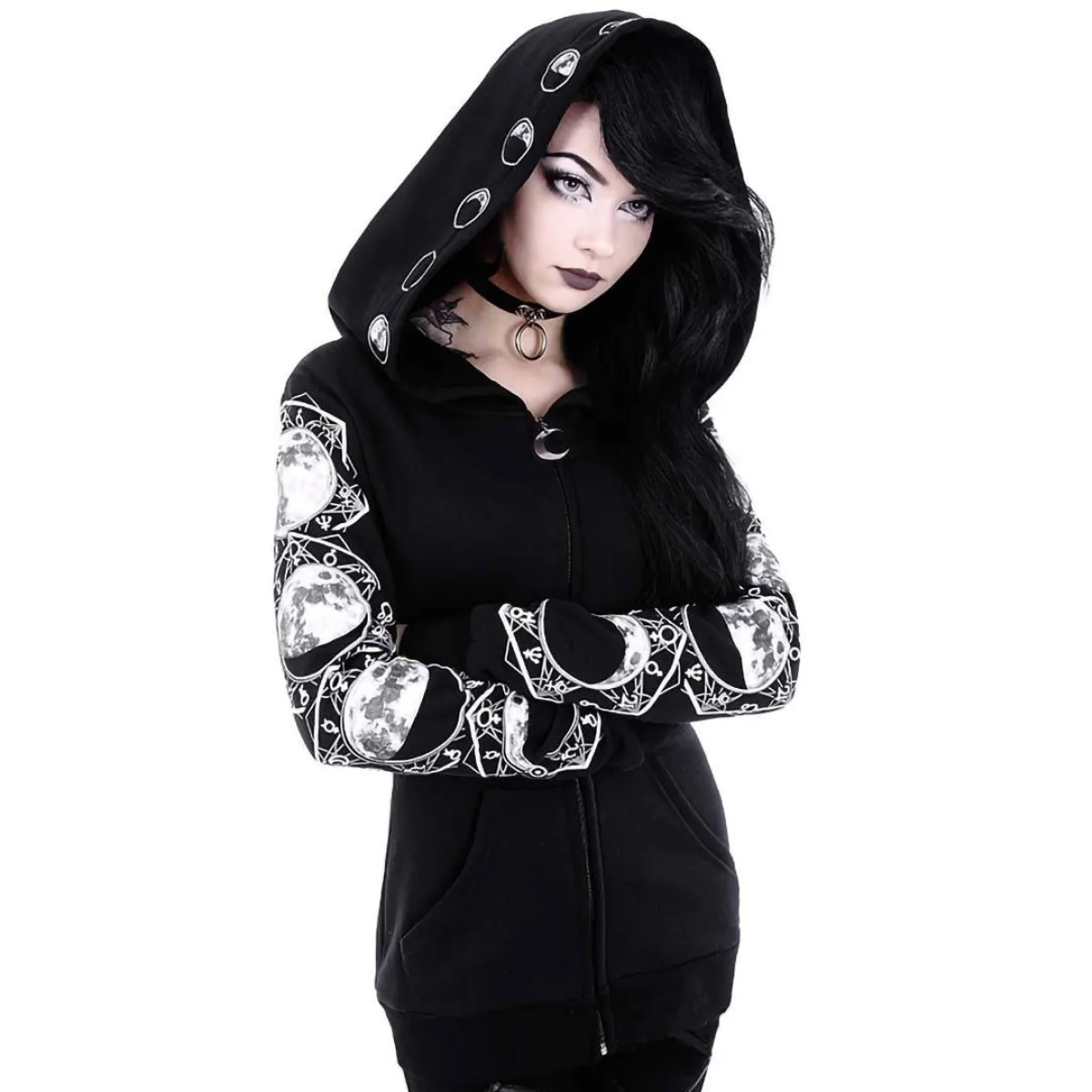 Goth Lunar Hoodie - Women’s Clothing & Accessories - 7