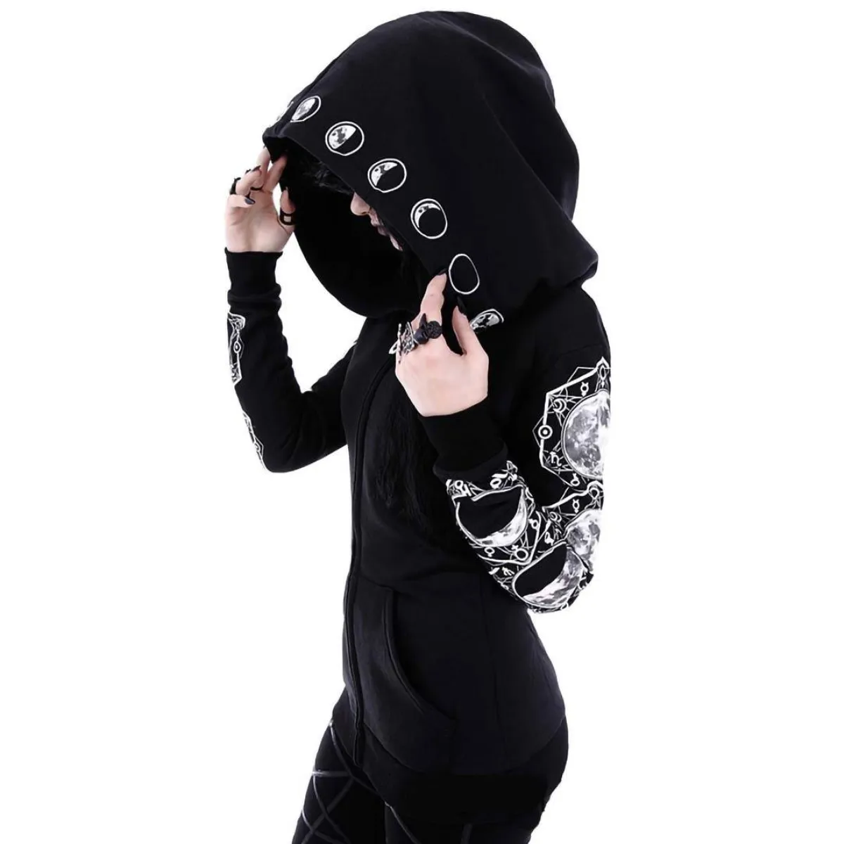 Goth Lunar Hoodie - Women’s Clothing & Accessories - 8