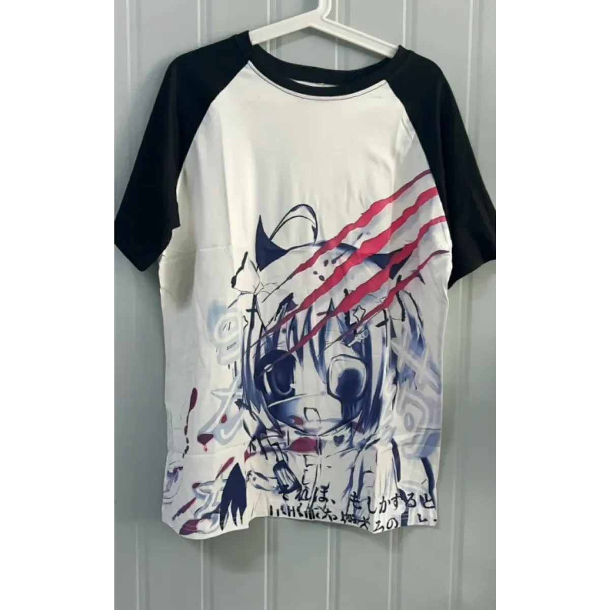 Black & White Gothic Anime T-Shirt – Harajuku Y2K Graphic Top - Anime - Short - Round - T-Shirts - 7