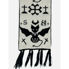 Black & White Y2K Harajuku Scarf – Gothic Cat Print with Tassels - Accessories - Scarves - 3