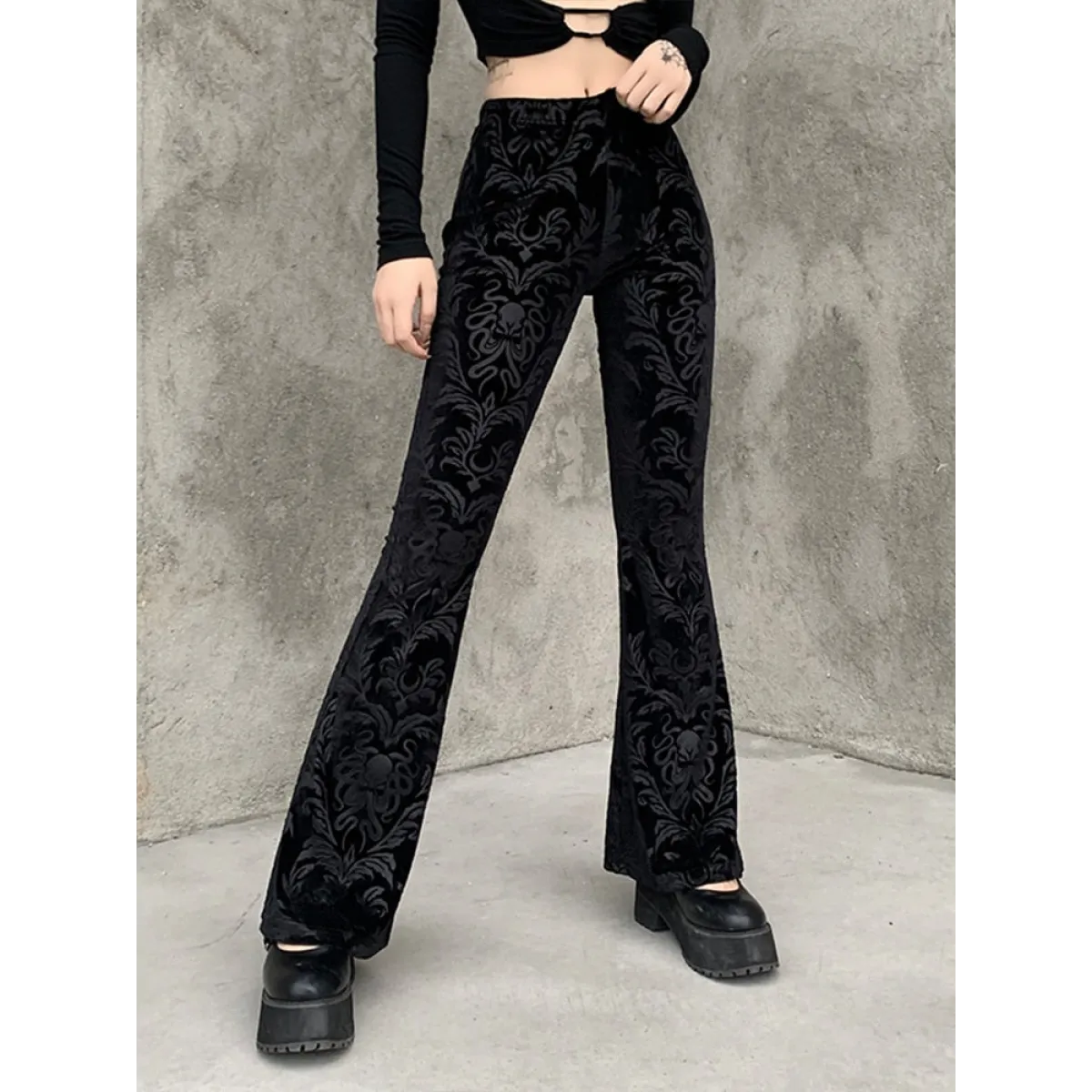 Gothic Chic Flared Pants - Bottoms - 4