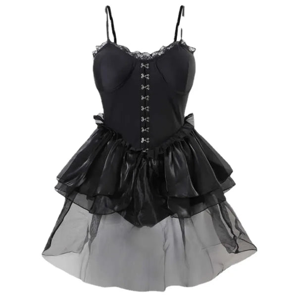Lace One Piece Swimsuit – Gothic Corset Mini Dress Style - All Dresses - Sleeveless - Swimwear - 1