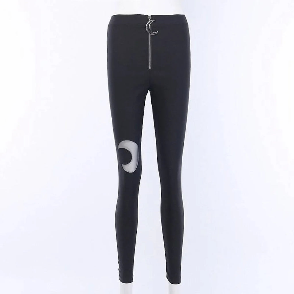 Gothic Crescent Moon Cutout Pants - Bottoms - 10