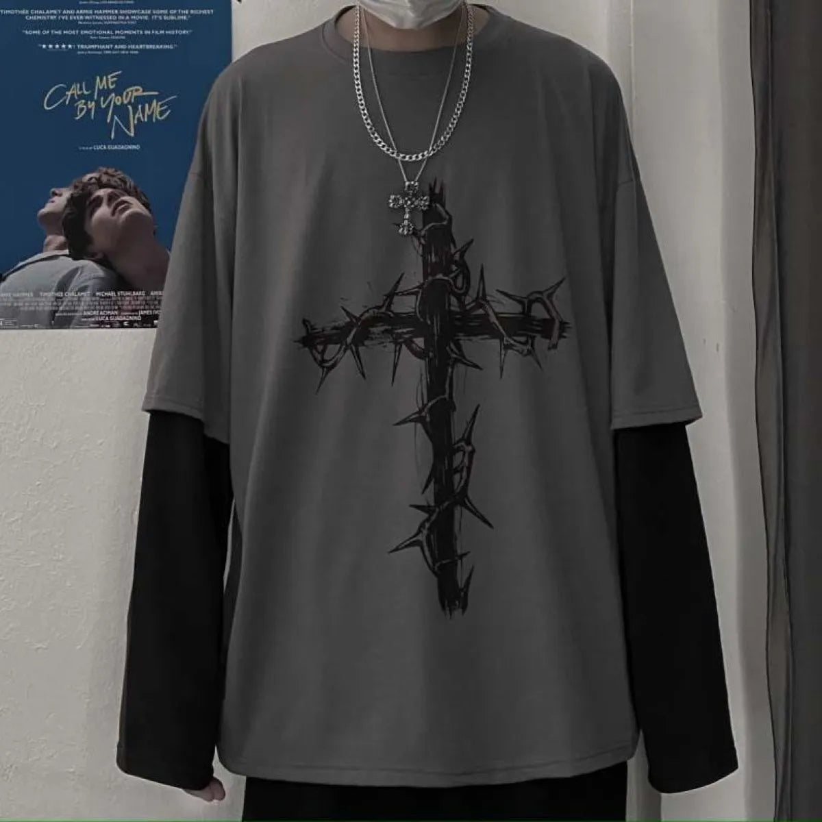 Gothic Cross Oversized T-shirt - T-Shirts - 7