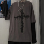 Gothic Cross Oversized T-shirt - T-Shirts - 4