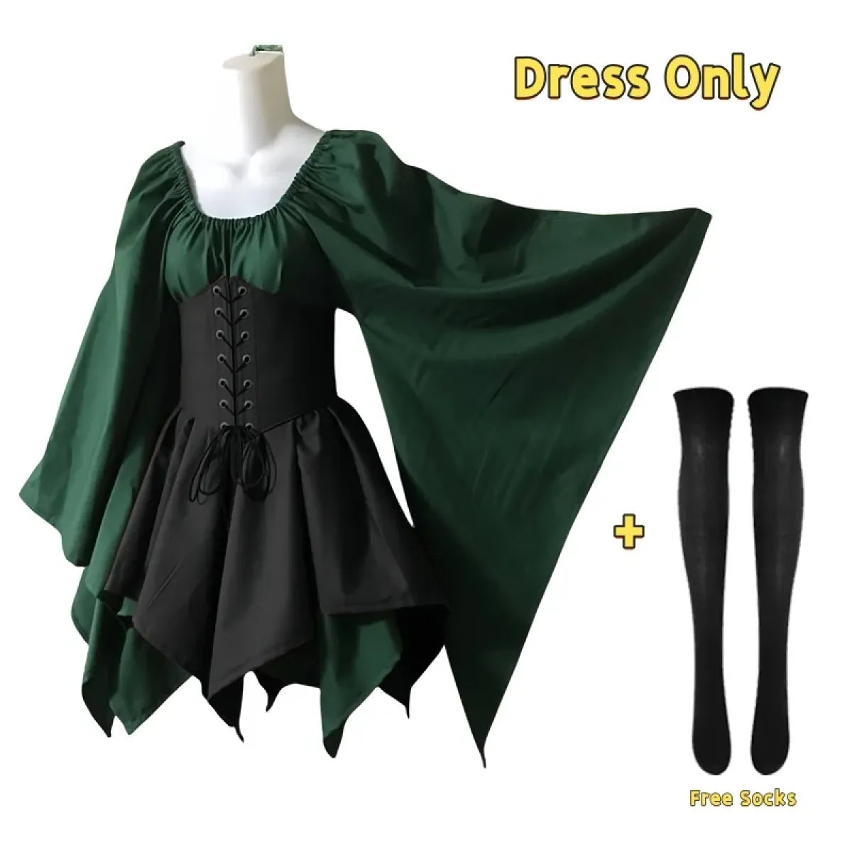 Gothic Elf Corset Dress – Medieval Fairy Lolita Cosplay - All Dresses - Sets - 9