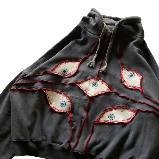 Gothic Eye Patchwork Hoodie - Black / XXL - Hoodies & Sweatshirts - Shirts & Tops - 2 - 2024