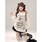 Off-Shoulder Gothic Grunge Tee – Harajuku Dark Aesthetic Top - T-Shirts - Long - Round - Tops - 1