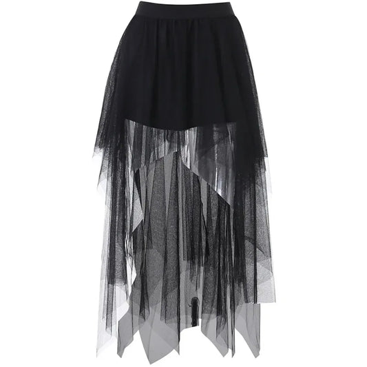 Gothic Harajuku Irregular Tulle Skirt – Y2K High Waist Layered Skirt - Bottoms - Skirts - 7