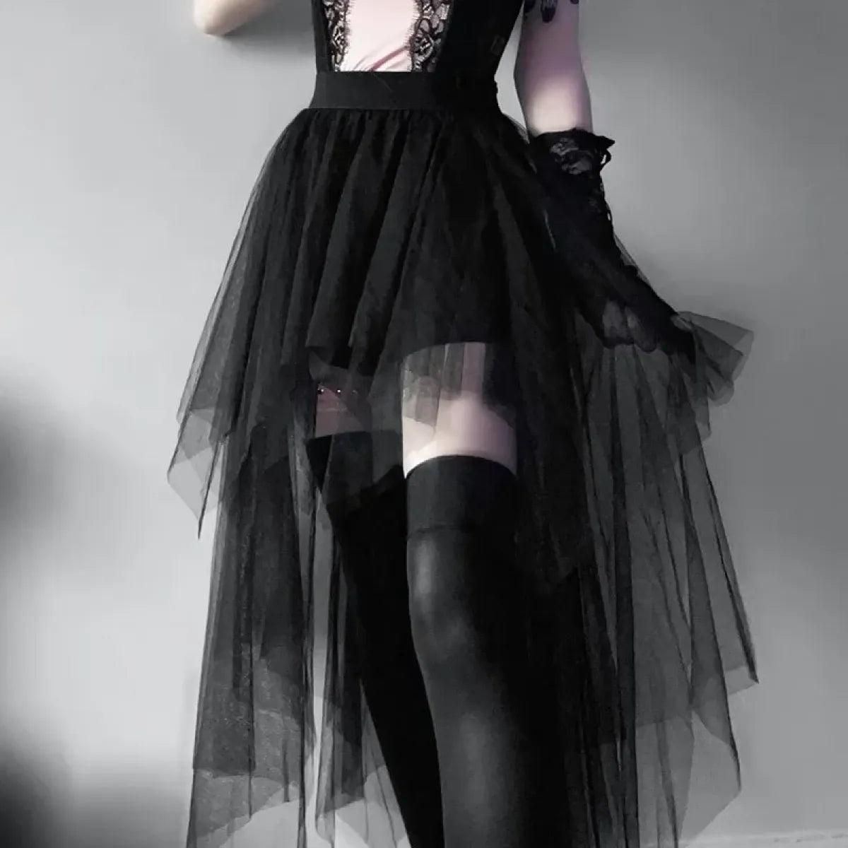Gothic Harajuku Irregular Tulle Skirt – Y2K High Waist Layered Skirt - Bottoms - Skirts - 1