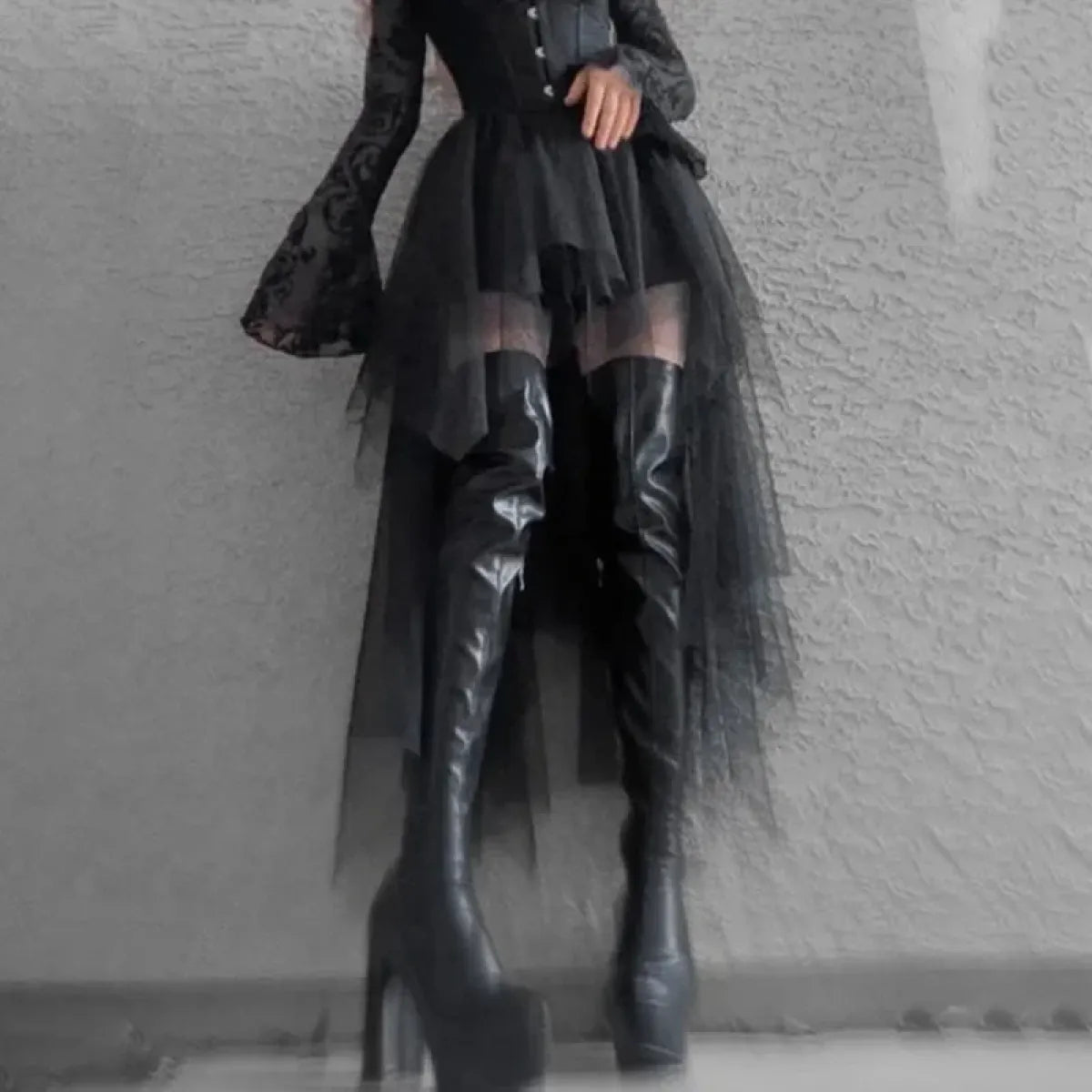Gothic Harajuku Irregular Tulle Skirt – Y2K High Waist Layered Skirt - Bottoms - Skirts - 4