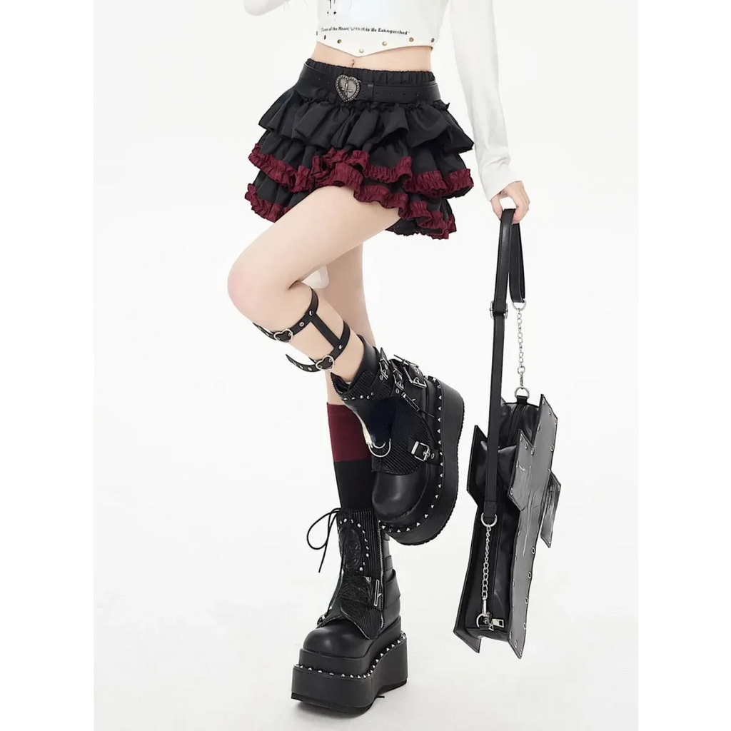 Ruffle Mini Skirt – Gothic Harajuku Y2K Emo Aesthetic - Bottoms - Skirts - 3