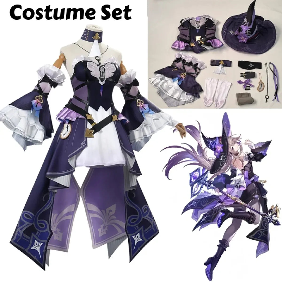 Gothic Herta Cosplay Dress – Fantasy Witch Lolita Costume Set - All Dresses - Sets - 9