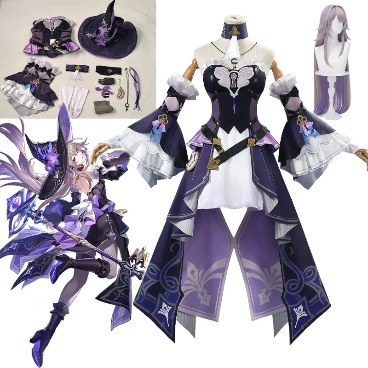 Gothic Herta Cosplay Dress – Fantasy Witch Lolita Costume Set - All Dresses - Sets - 1