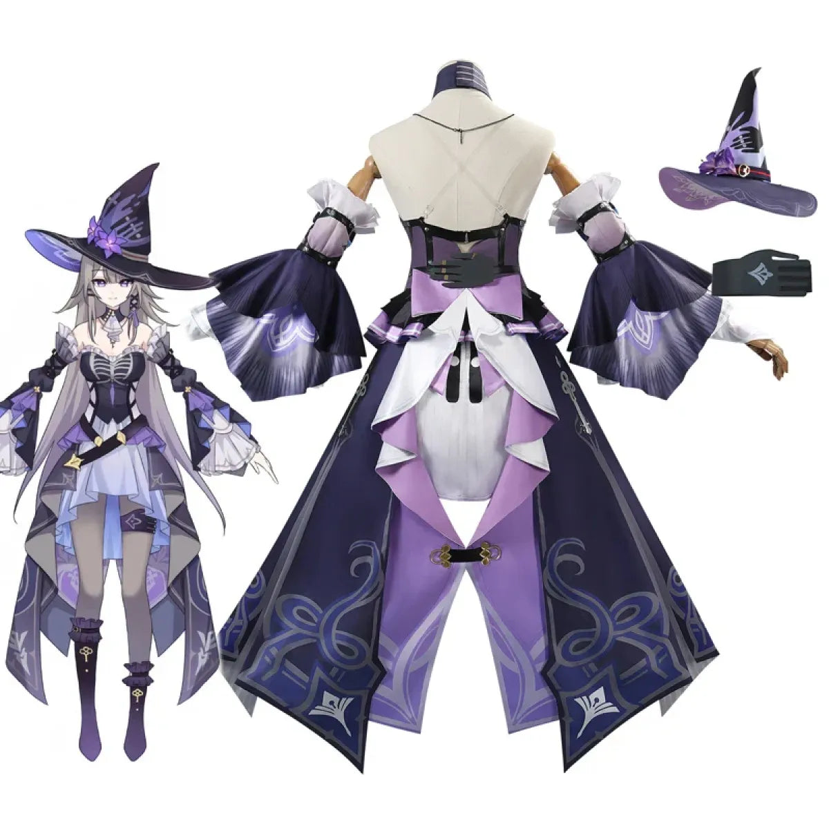 Gothic Herta Cosplay Dress – Fantasy Witch Lolita Costume Set - All Dresses - Sets - 2