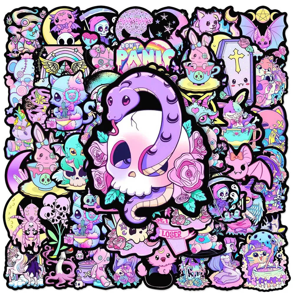 Gothic Horror Stickers Pack: Cute Anime Graffiti Decals - 10pcs Random - Anime - Decorative Stickers - 1 - 2024