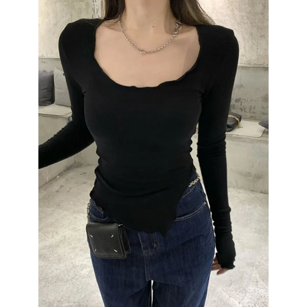 Gothic Irregular Hem Long Sleeve Top - T-Shirts - T-Shirts - 1